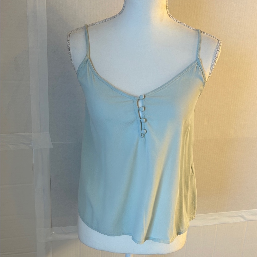 Forever 21 Womens Adjustable Strap V-Neck Button Mint Green Cami. Sz S